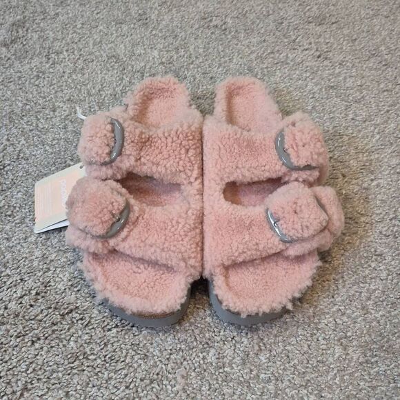 Birkenstock Papillio Arizona Shearling Teddy Faded Pink Size 6 Narrow - Picture 3 of 6